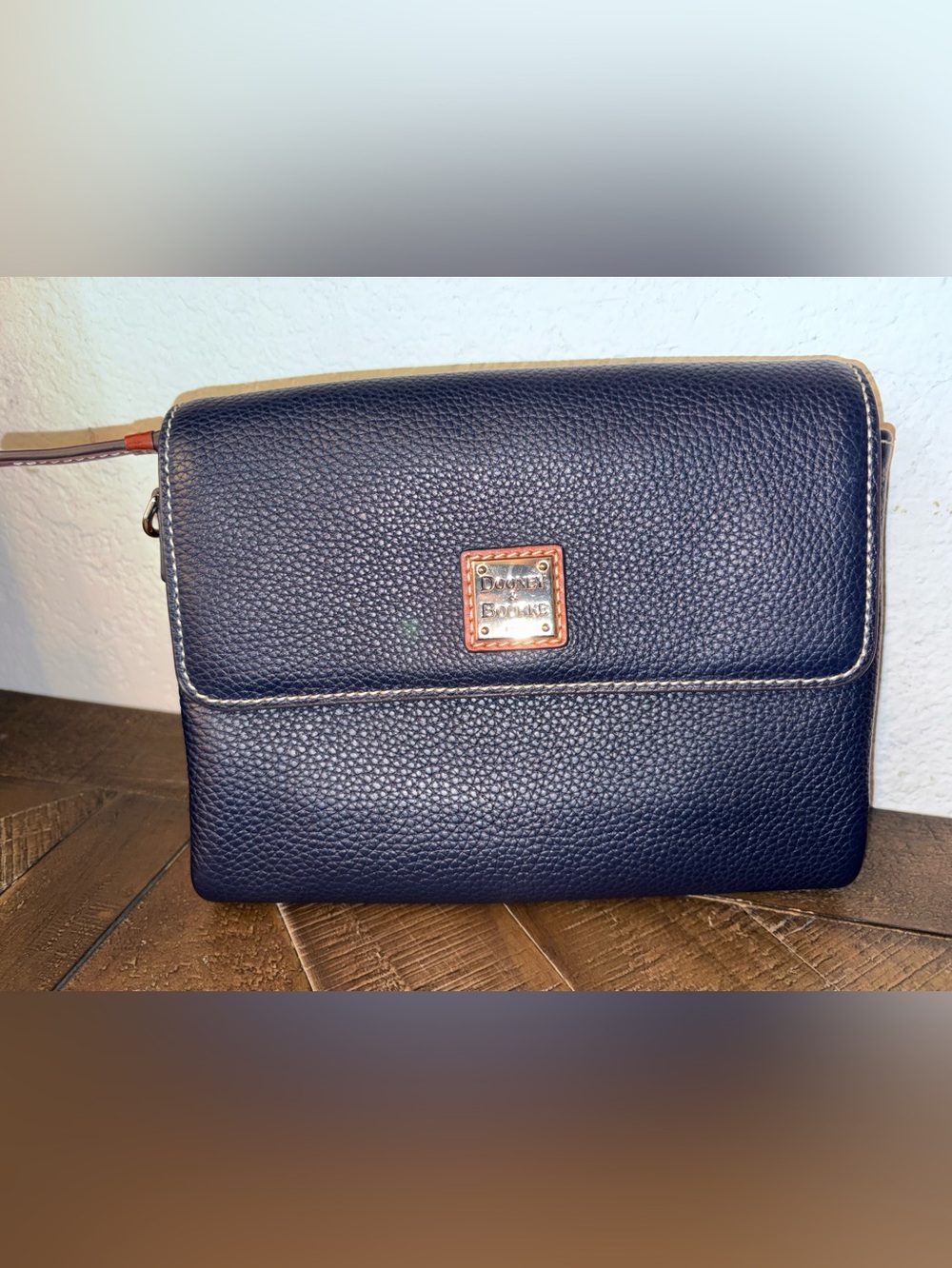 Dooney & Bourke Pebbled Leather Small Satchel Handbag Taupe Gray No Strap